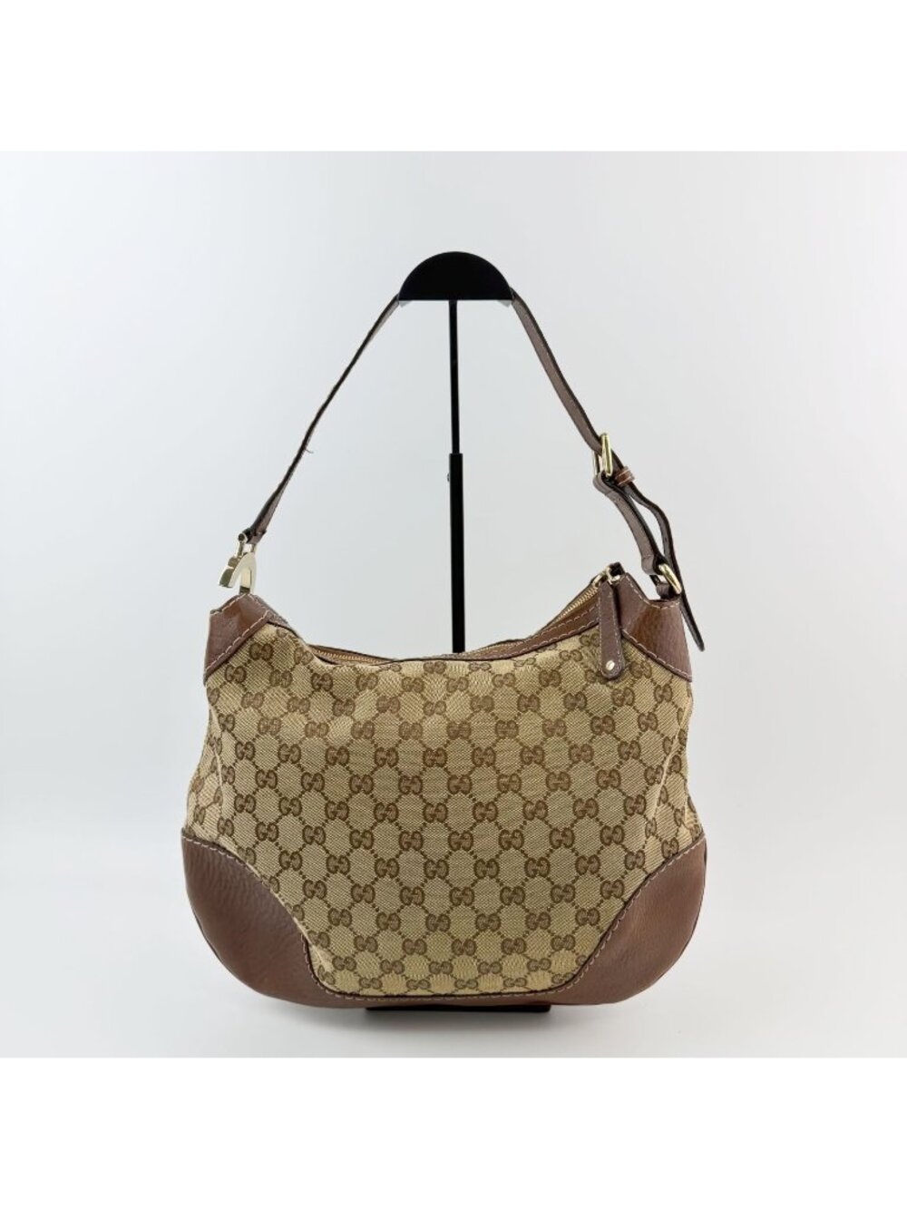 Gucci GG Canvas Charlotte Shoulder Bag Beige Brown Vintage